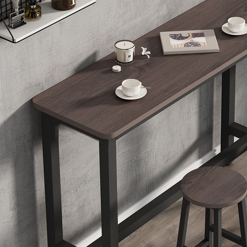 Industrial Wood Top Bar Table Rectangle Counter Height Dining Table