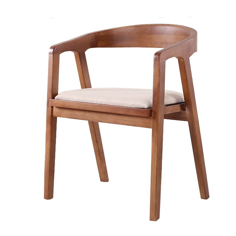 Contemporary Upholstered Arm Chair Home Rubberwood Dining Chair