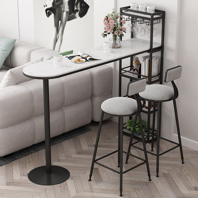 Faux Marble Bar Table Set Glam Style 1/2/3 Pieces Counter Table for Indoor