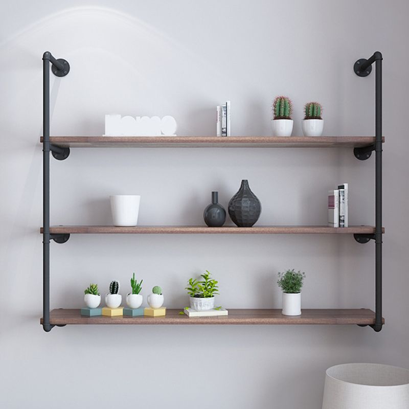 Industrial Closed Back Bookshelf Floating Wooden Natural Bookcase