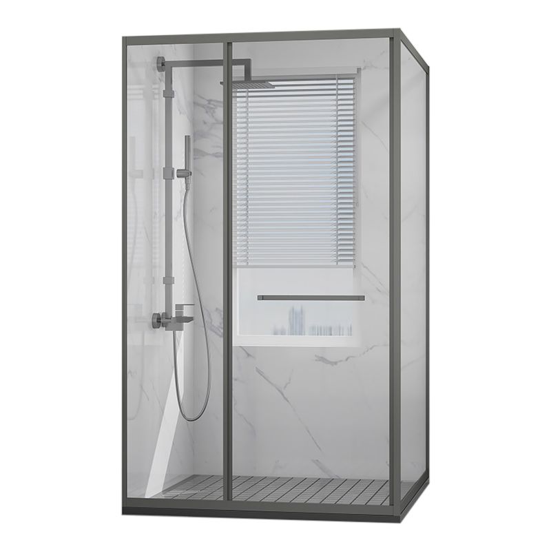 Tempered Shower Bath Door Transparent Metal Framed Grey Shower Door