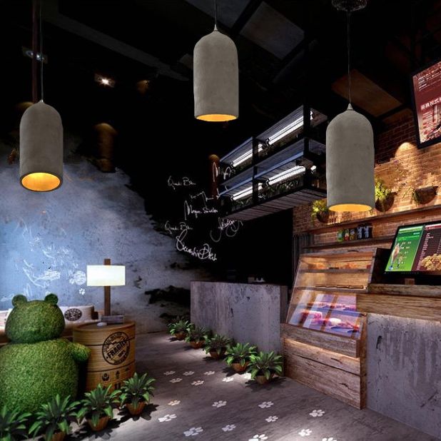 Ristorante cilindro a sospensione lampada a sospensione Cemento a sospensione moderno a sospensione in grigio