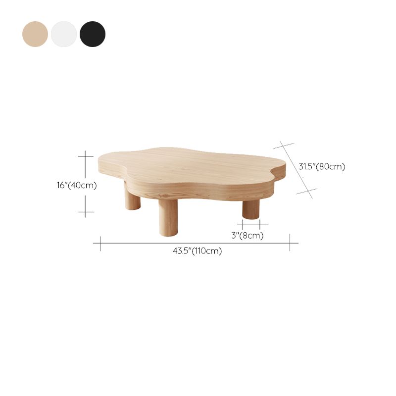 3 Legs Cocktail Table Nordic Solid Wood Free Form Single Coffee Table