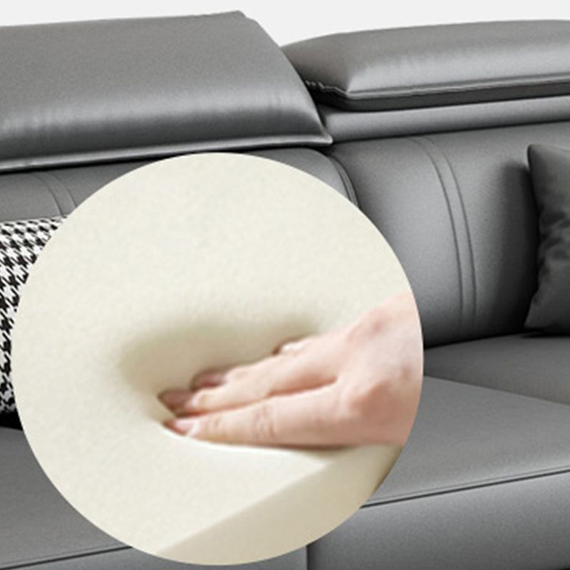 Stationary Faux Leather Living Room Seating Recessed Arm Cushions Nordic Sofa