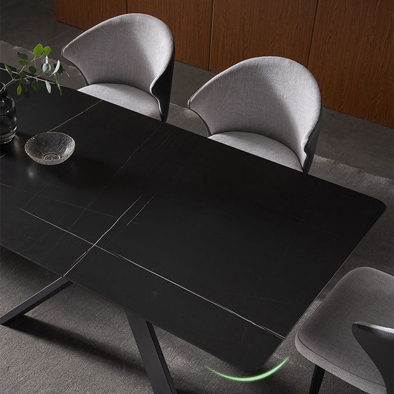 Modern Style Black Sintered Stone Dining Table Set Rectangle 1/4/5 Pieces Dining Set