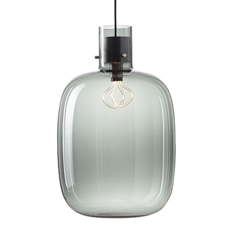 Glass Drum Pendant Light in Modern Creative Style Wrought Iron Hanging Lamp for Interior Spaces