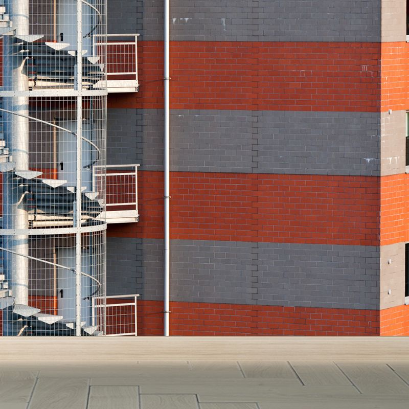 Modern Outdoor Staircase Wallpaper Mural Grey Stain Resistant Wall Art for Living Room