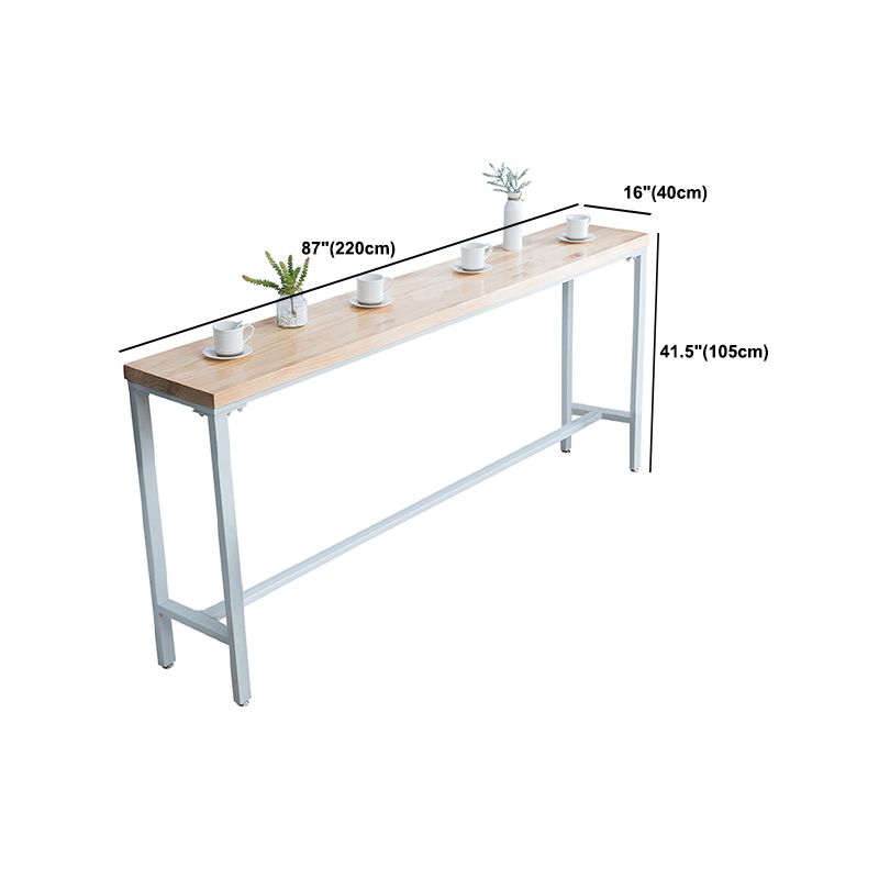 Indoor Wood Counter Wine Table Rectangle Natural and White Bar Height Pub Table