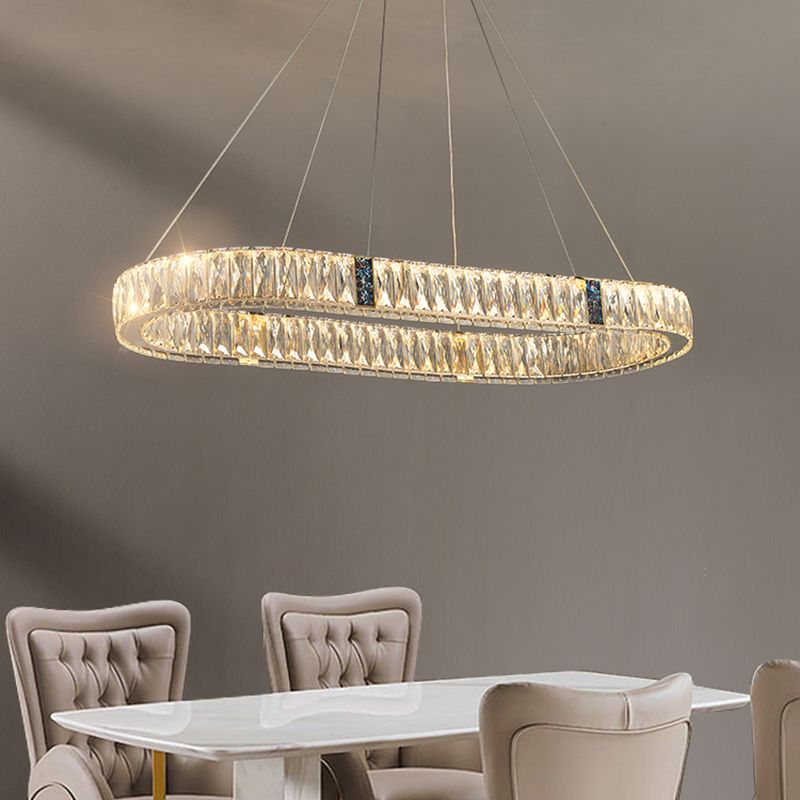 Contemporary Style Oval Shape Island Light Crystal 1 Light Island Lighting in Gold