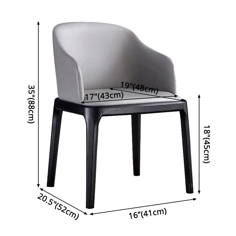 Contemporary Style Leather Chair Arm Parsons Chair with Wooden Legs for Kitchen