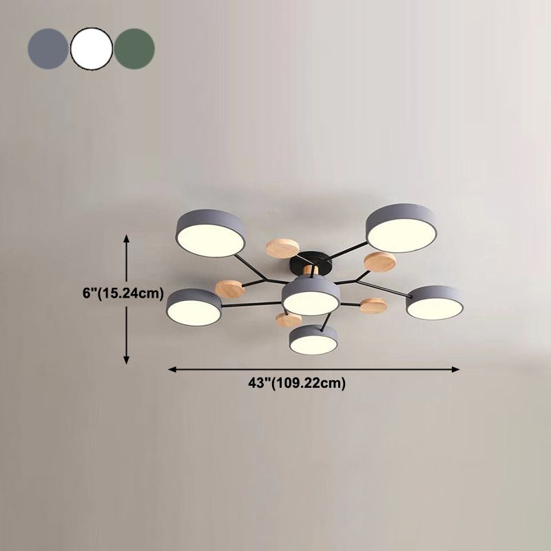 Macaron Molecular LED Ceiling Fixture Metal Living Room Semi Flush Mount Light