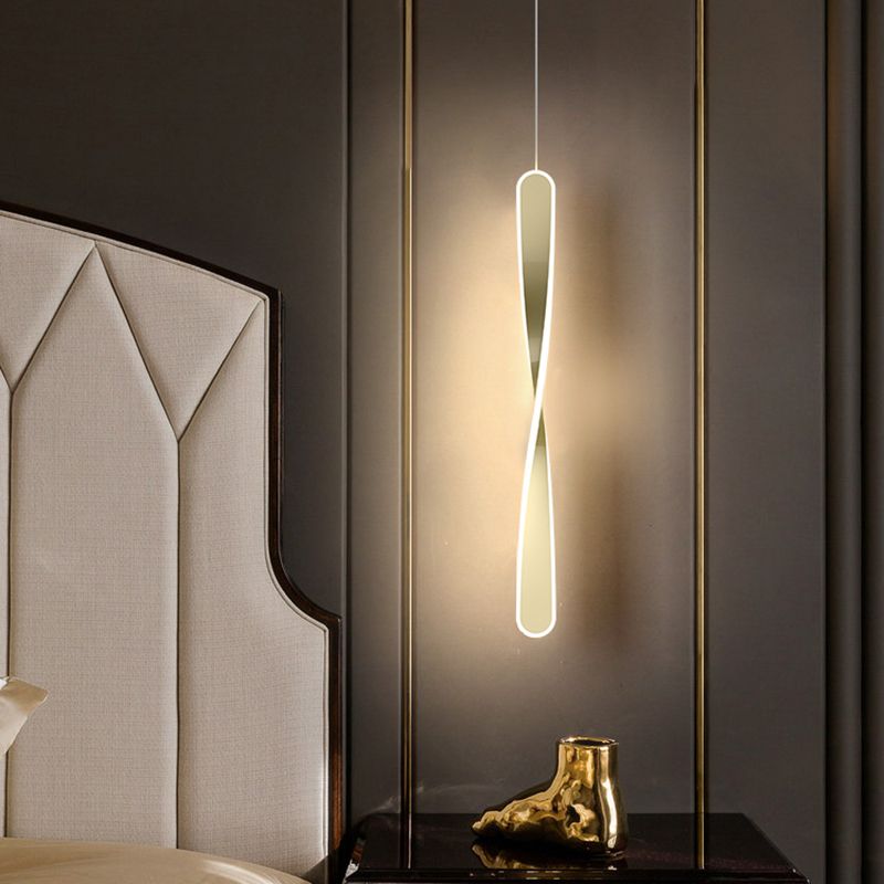 Minimalism LED Pendant Light Acrylic 1-Light Linear Down Lighting for Bedroom