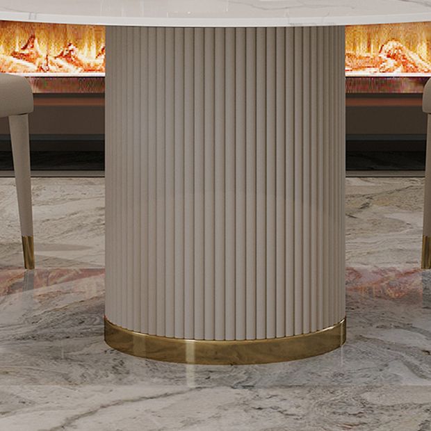 Modern 1/4/5/7 Pieces Round Dining Set Sintered Stone Dining Table Set with Leather Chairs