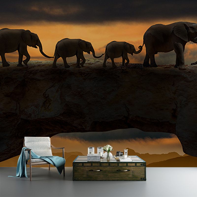 Environmental Wall Mural Wallpaper Elephants Sitting Room Wall Mural