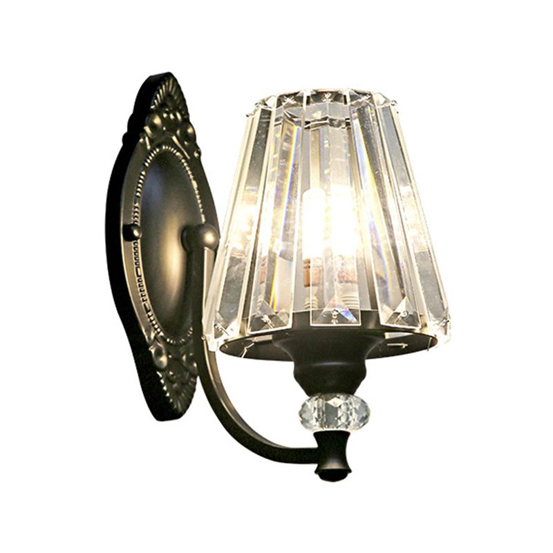 Modern Wall Sconce Black Wall Light Fixture with Crystal for Bedroom