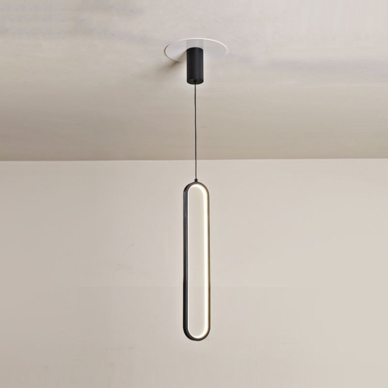 Simplicity Style Pendant Lighting Fixture Oblong LED Pendant Light Kit with Metal Shade