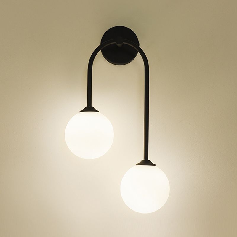Modern Spherical Sconce Light Fixtures 2 Lights Wall Sconces with Glass Shade