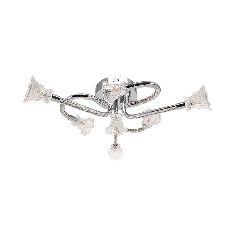 Roestvrijstalen LED bloemen semi-spoelige eigentijds gesneden kristallen plafond gemonteerd armatuur in warm/wit licht