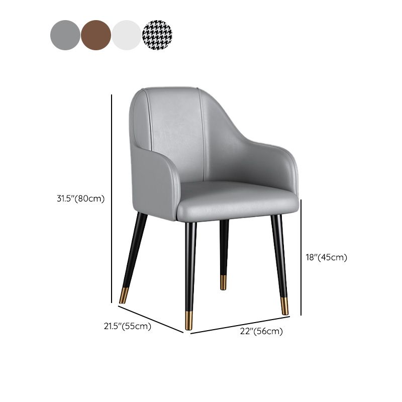 Glam Faux Leather Dining Chairs Metal Arm Dining Room Chairs