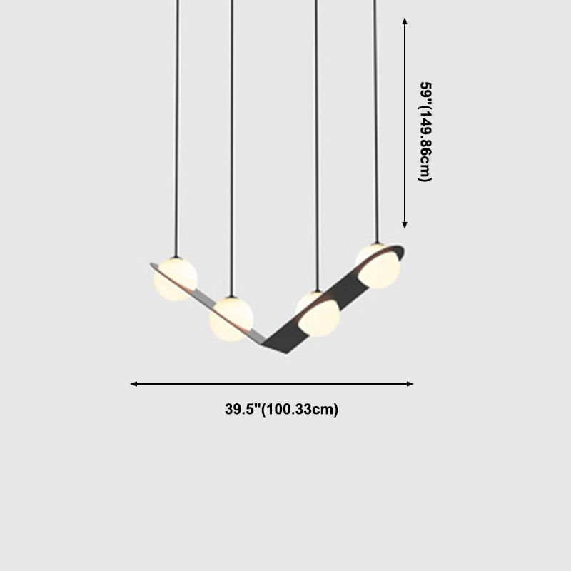 Modern Island Light Round Glass Shade Chandelier Light Fixture for Dining Room