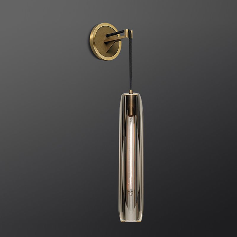 Contemporary Armed Crystal Wall Sconce 1-Light Wall Mounted Lamp for Living Room
