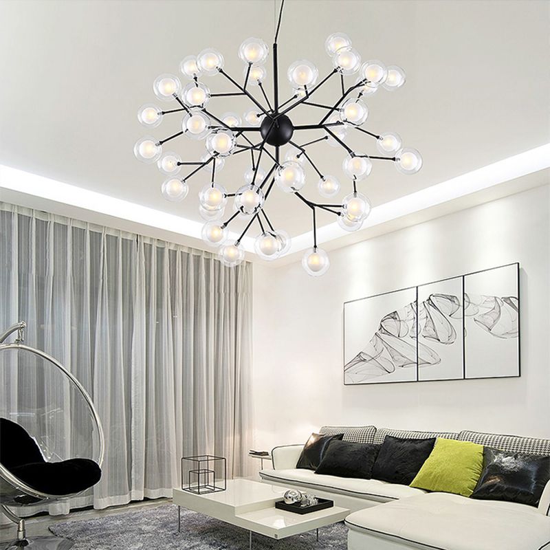 Wrought Iron Firefly Chandelier in Modern Luxury Style Glass Sputnik Pendant Light for Commercial Spaces