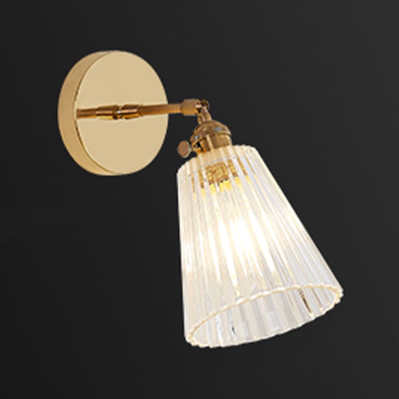 Nordic Brass Wall Light Geometric 1 Light Wall Sconce with Glass for Living Room