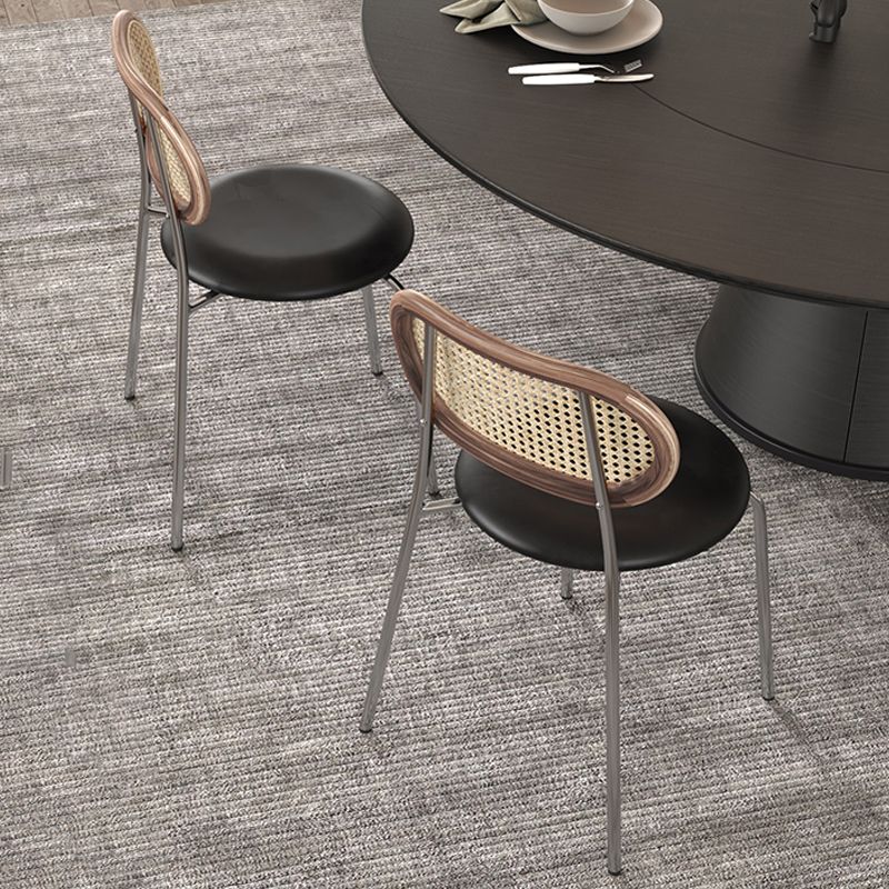 Chaises de salle à manger en simili cuir à dossier ouvert de style industriel