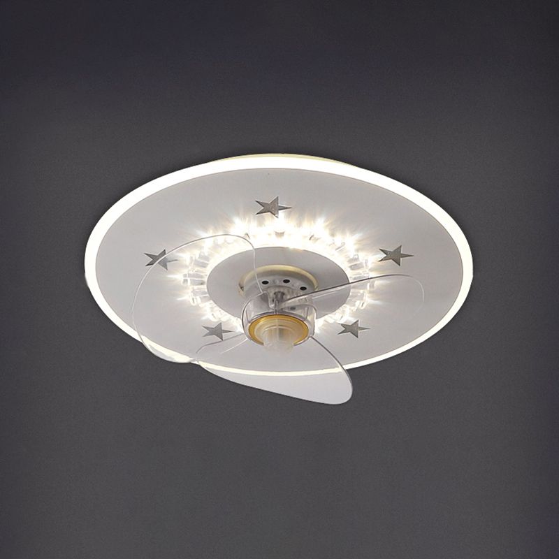 Modern Style Metal Fan Light Geometric LED Flush Mount Light for Bedroom
