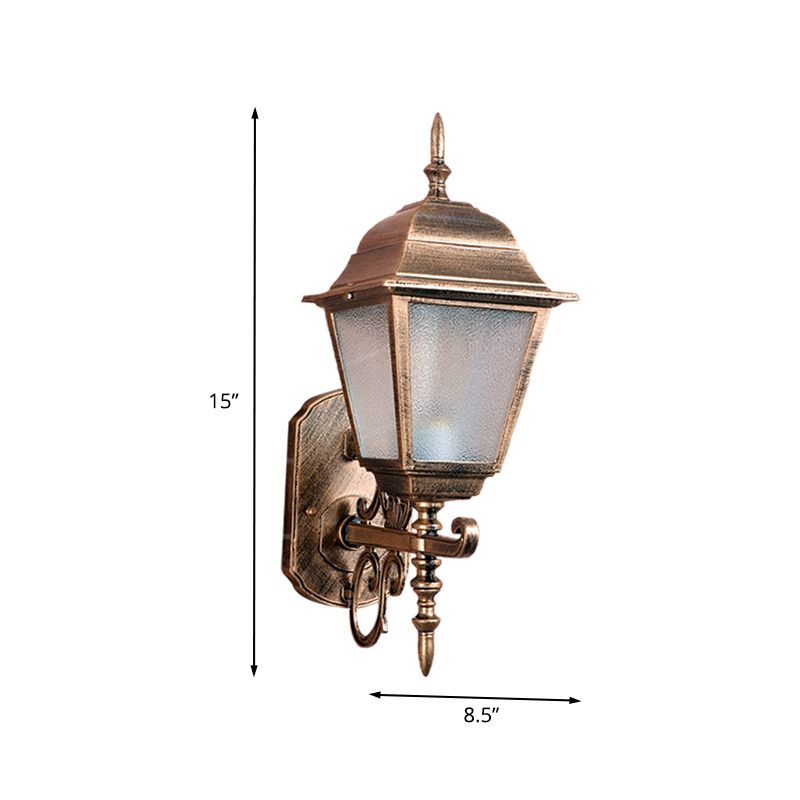 1-Head Wall Sconce Farmhouse Geometric Seeded Glass Wall Mount Lamp Fixture in Brass
