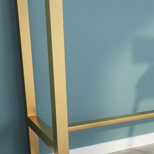 1/3 Pieces Glam Iron Bar Table Set Rectangle White Stone Top Bistro Set with Footrest