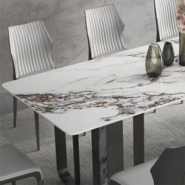 Designer Style Sintered Stone Top Dining Set Rectangle 1/3/4/5/6 Pieces Dining Table Set