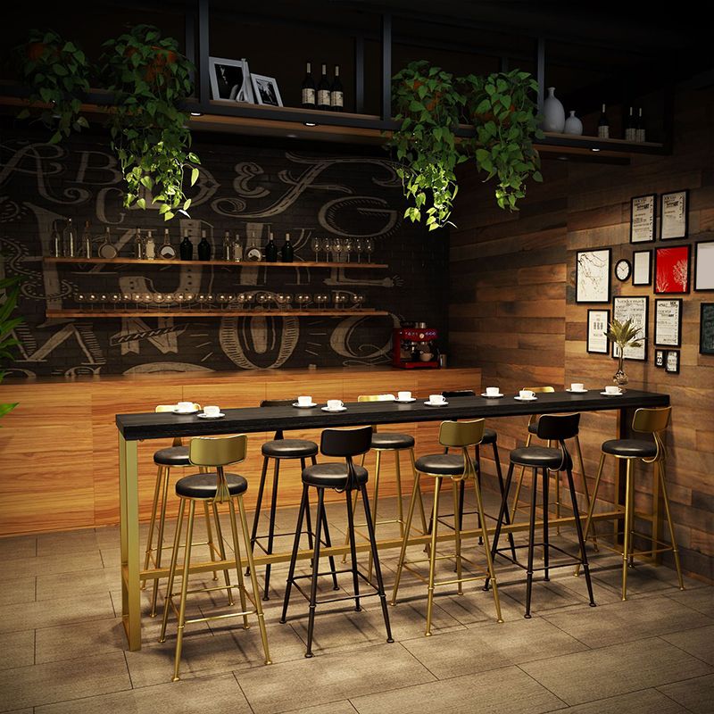 Glam Style Rectangle Bar Table Pine Solid Wood Bar Dining Table for Living Room