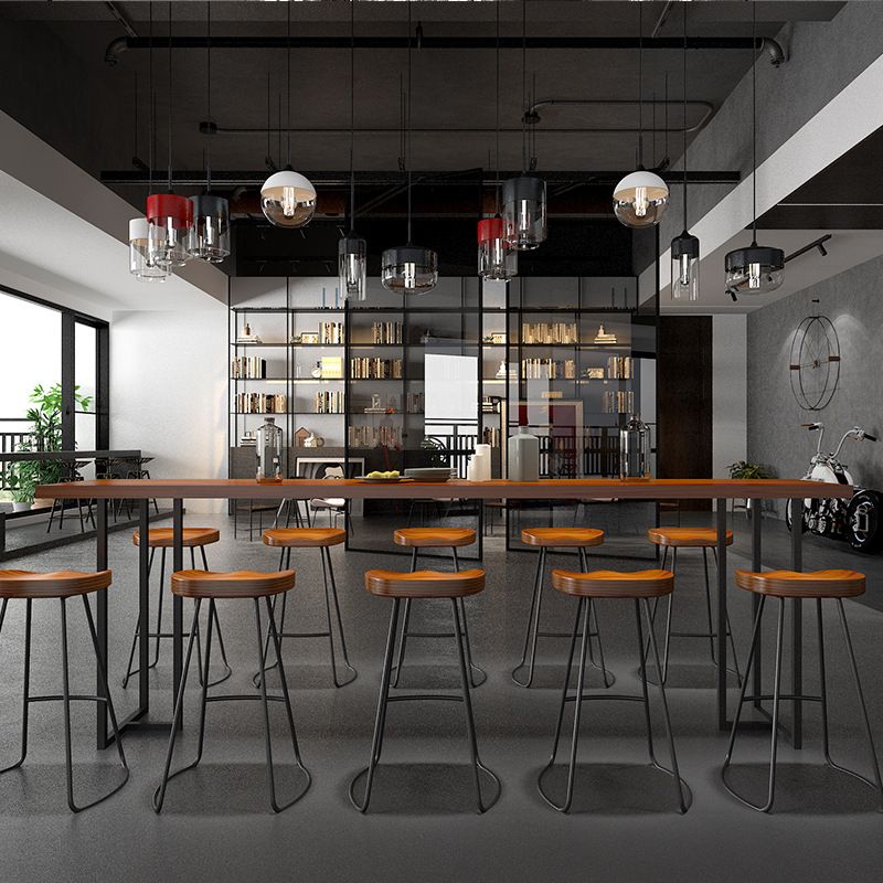 1/11 Pieces Rectangular Bar Table Set Modern Wooden Cafe Table with Foot Bar Stools