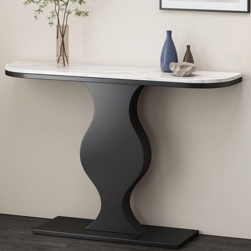 12 Inch Wide Glam Accent Table Half Moon Metal Console Table