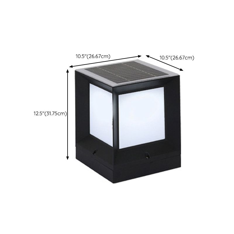 Nordic Style Aluminum Outdoor Light Rectangle Shape Solar Energy Pillar Lamp for Outdoor