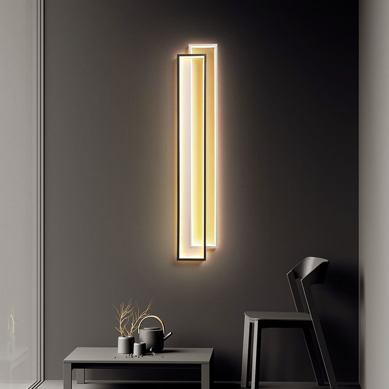 Rectangle Wall Lights Modern Style Metal 2 Light Wall Mount Lights