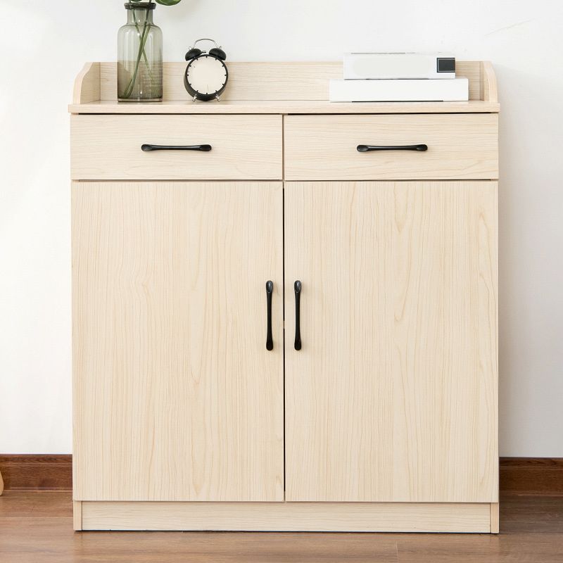 35.4" Tall 2 - Door and 2 - Drawer Accent Cabinet Faux Wood Storage Cabinet