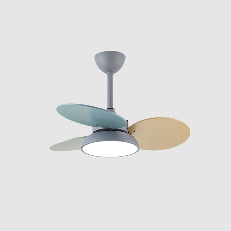 Macaron Style Hanging Fan Light LED Semi Flush Mount Ceiling Lamp