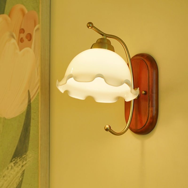 Modern Glass Wall Mounted Lamp Wooden Wall Lights for Bedroom