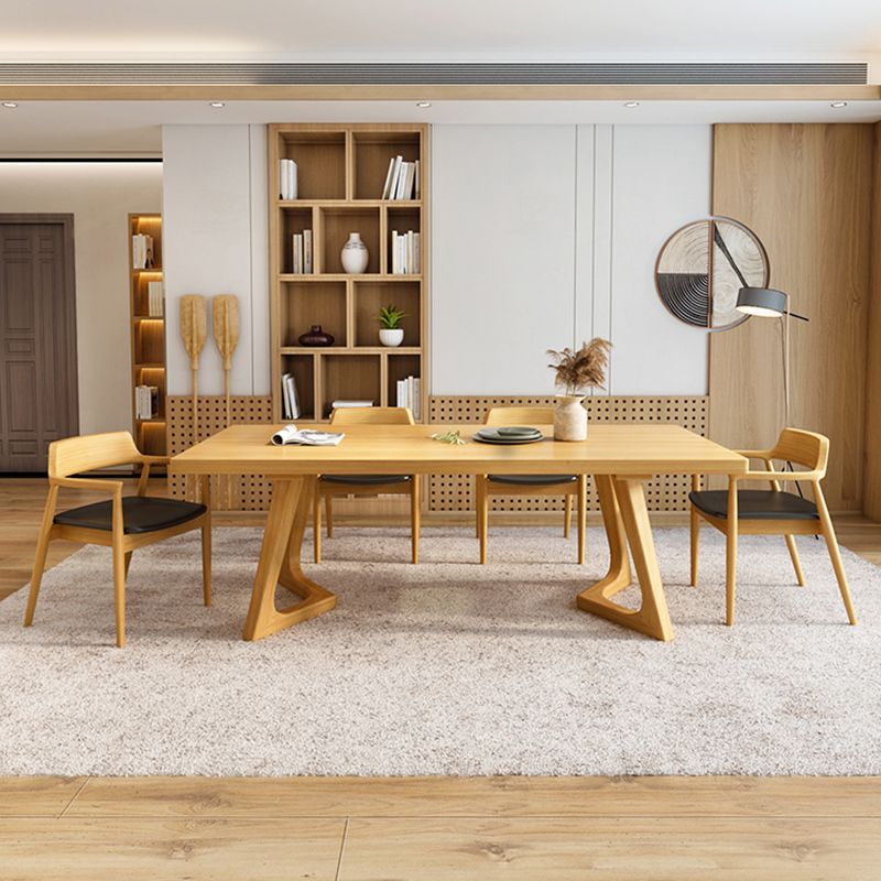 Modern Solid Wood Furniture 1/2/5/7 Pcs Standard Height Dining Room Table Set in Natural