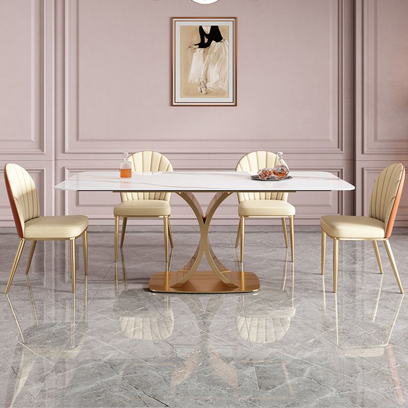 Nordic Sintered Stone Top Dining Set Rectangle 1/3/4/5/7 Pieces Dinette Table Set