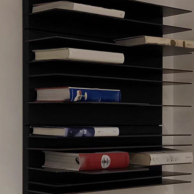 Industrial Closed Back Bookcase Floating Metal Bookshelf with Shelves