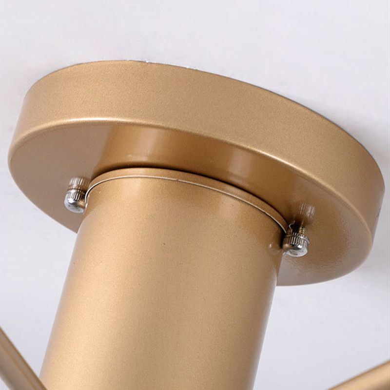 Industrial Vintage Sputnik Ceiling Light Wrought Iron Bare Bulb Semi Flush Mount for Living Room
