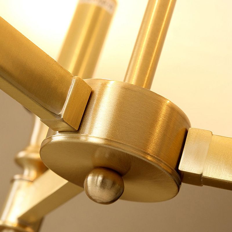 Luz de araña de candelabro de oro Luz contemporánea 3 cabezas de metal Luz colgante con sombra de imperio