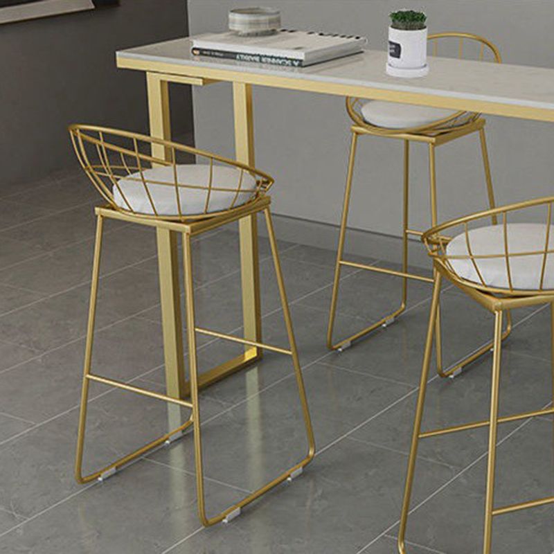 Marble Top Bar Table Rectangle Contemporary Style Pub Table for Home