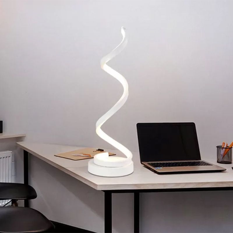 Metal Spiral Night Table Lamps Modern Style 1 Light Nightstand Lamp