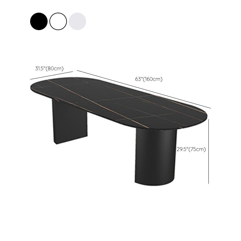 Modern Sintered Stone Dining Table Double Pedestal Table for Home Use