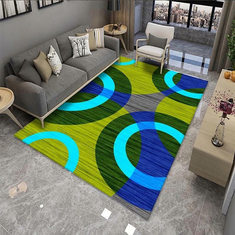 Groen Modern Rug Polyester Grafisch Tapijt Non-Slip Backing Rug voor woningdecoratie