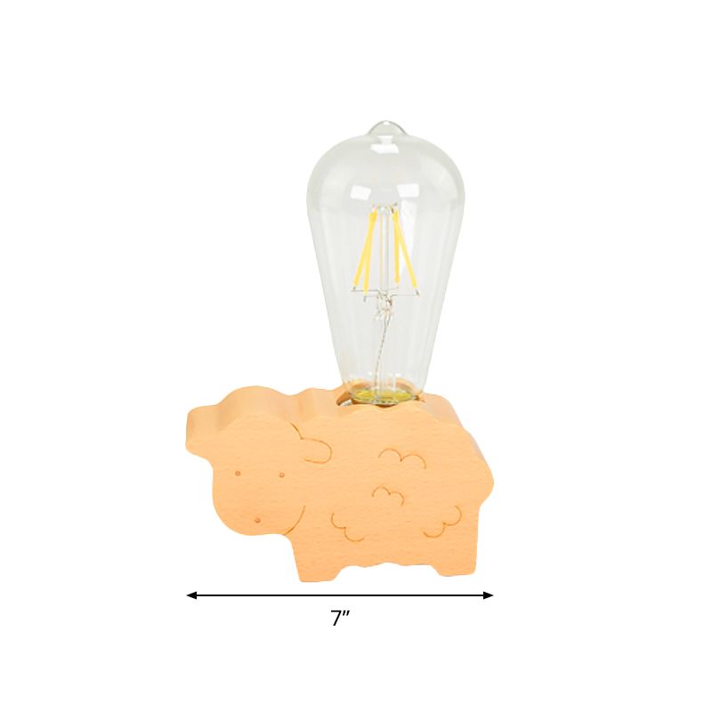 Modern Single Bulb Reading Lamp with Glass Shade Beige Sheep/Elephant/Cow Small Desk Lamp for Bedroom